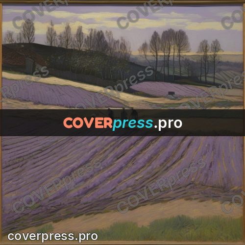 Van Gogh style artwork: lavender harvest in a field