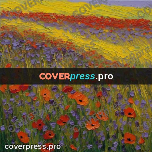 Van Gogh style artwork: poppies among green stems