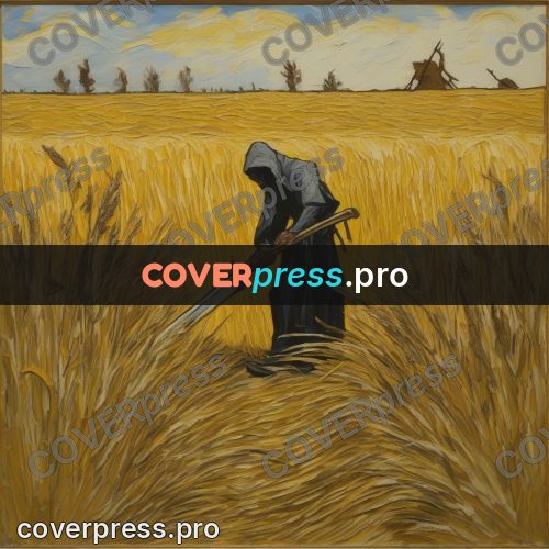 Van Gogh style artwork: reaper with a scythe