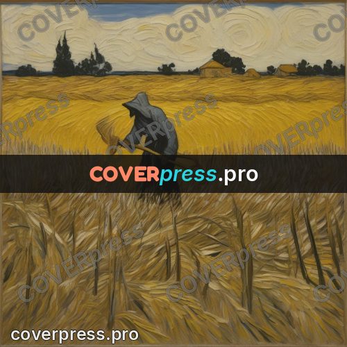 Van Gogh style artwork: reaper with a scythe