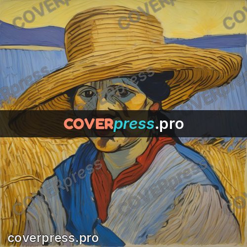 Van Gogh style artwork: woman in a straw hat