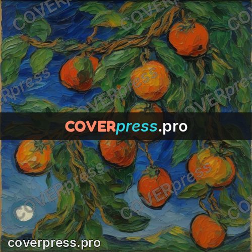 Van Gogh style artwork: branch with oranges