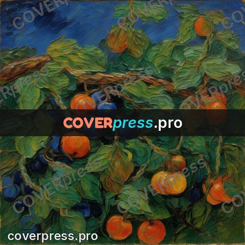 Van Gogh style artwork: branch with oranges
