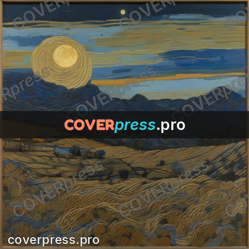 Van Gogh style artwork: moon above a ploughed field