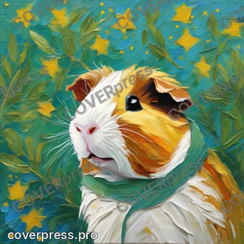 Картинка в стиле Ван Гога: кот, такса и кролик