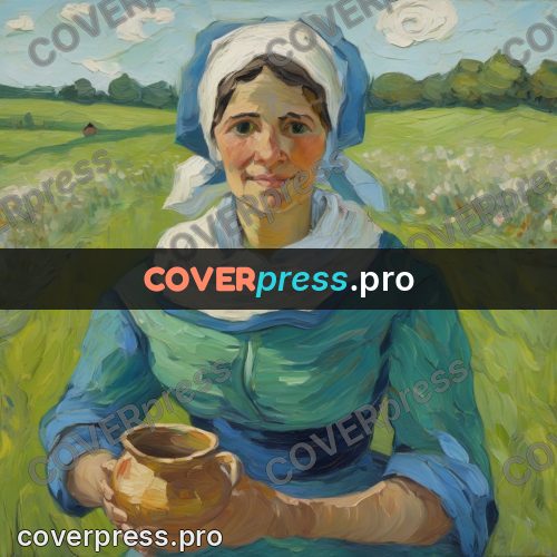 Van Gogh style artwork: woman in a white bonnet