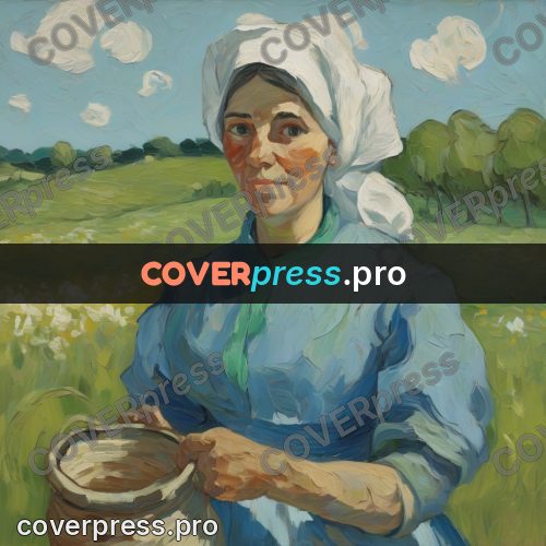 Van Gogh style artwork: woman in a white bonnet
