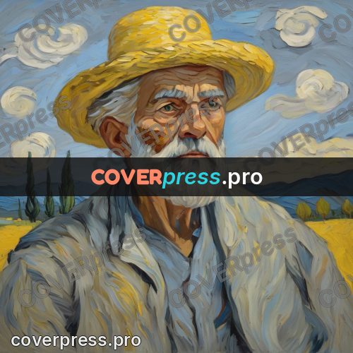 Van Gogh style artwork: old man in a straw hat