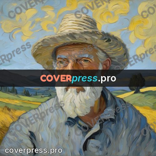 Van Gogh style artwork: old man in a straw hat