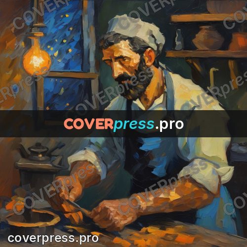 Van Gogh style artwork: blacksmith at an anvil