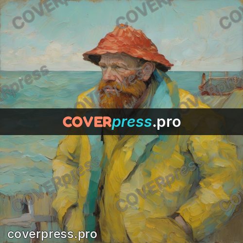 Van Gogh style artwork: fisherman in a yellow coat