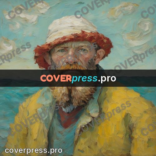 Van Gogh style artwork: fisherman in a yellow coat