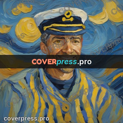 Van Gogh style artwork: captain in a cap under stars
