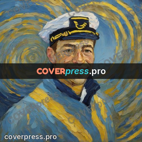 Van Gogh style artwork: captain in a cap under stars