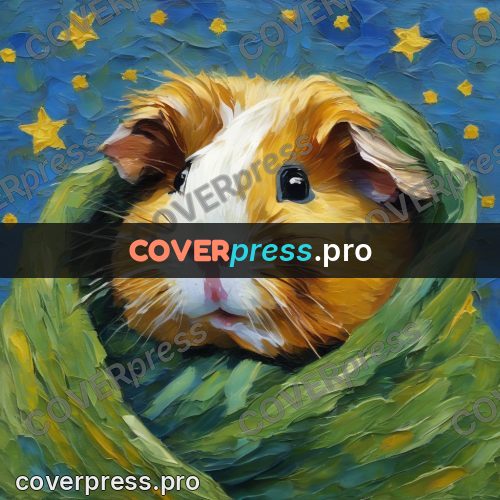 Van Gogh style artwork: guinea pig among stars