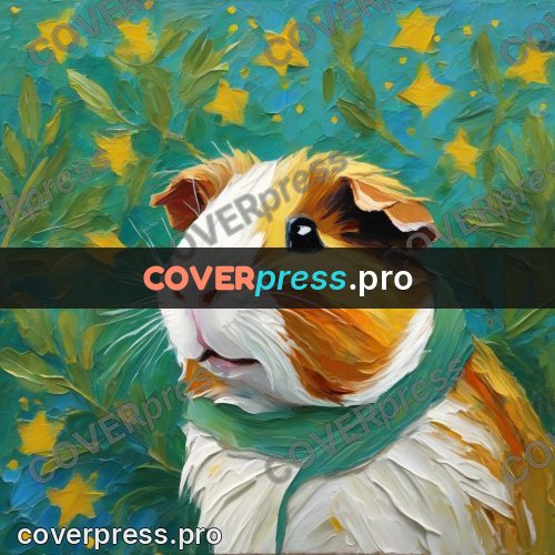 Van Gogh style artwork: guinea pig among stars