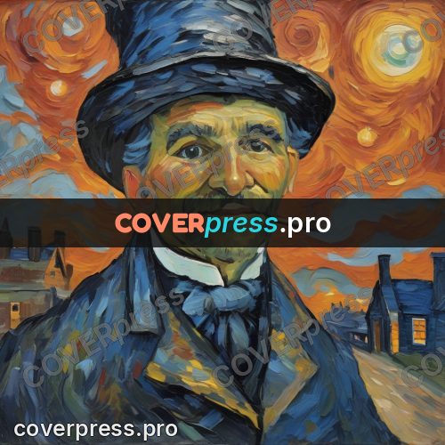 Van Gogh style artwork: man in a top hat