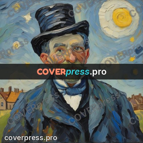 Van Gogh style artwork: man in a top hat