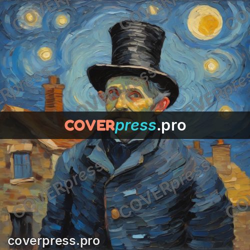 Van Gogh style artwork: man in a top hat