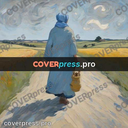 Van Gogh style artwork: woman in a blue headscarf