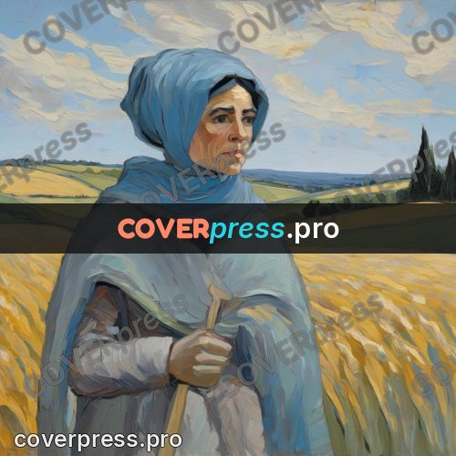 Van Gogh style artwork: woman in a blue headscarf