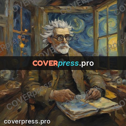 Van Gogh style artwork: old man in glasses reading