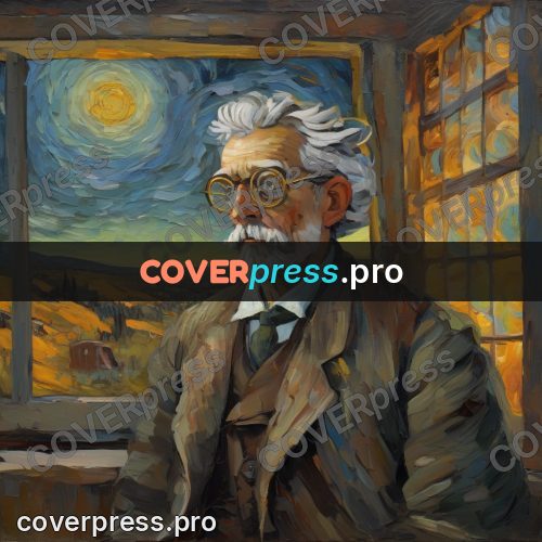 Van Gogh style artwork: old man in glasses reading