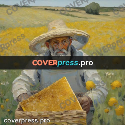 Van Gogh style artwork: beekeeper in a wide hat