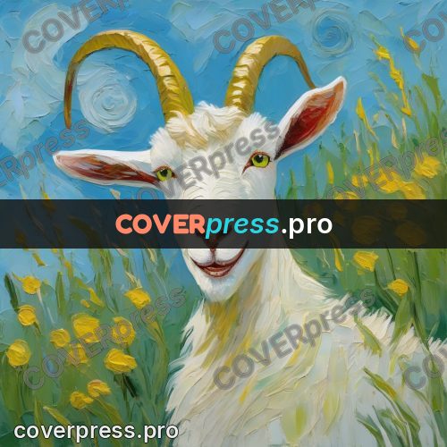 Van Gogh style artwork: goat with long horns