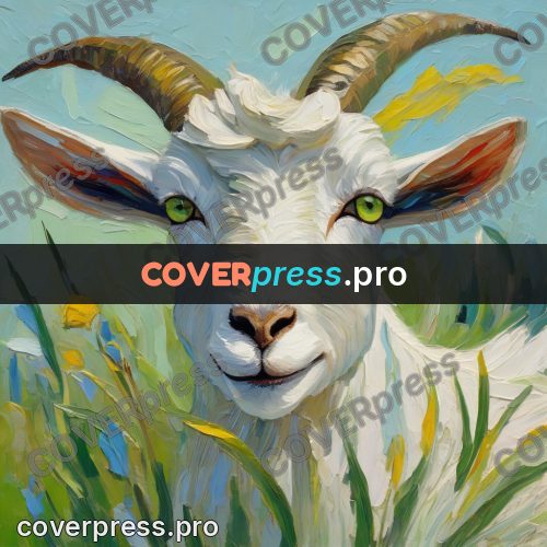 Van Gogh style artwork: goat with long horns