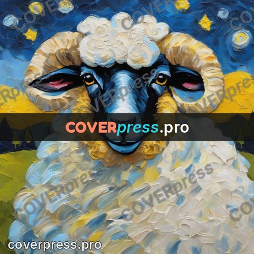 Van Gogh style artwork: sheep with thick wool