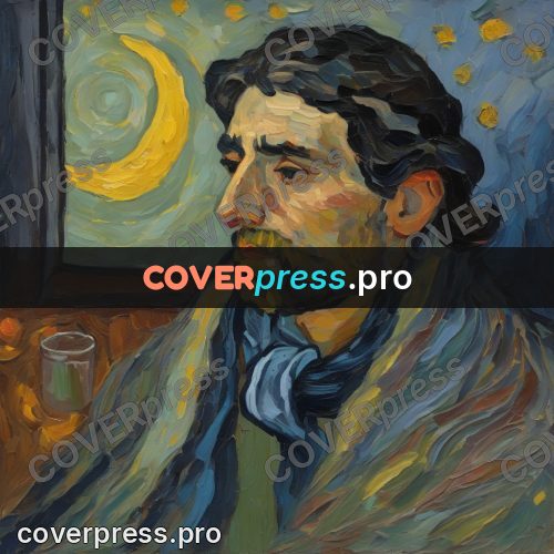 Van Gogh style artwork: bearded man in a scarf