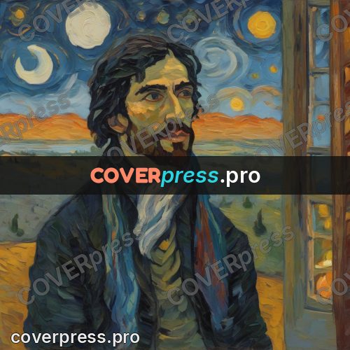 Van Gogh style artwork: bearded man in a scarf