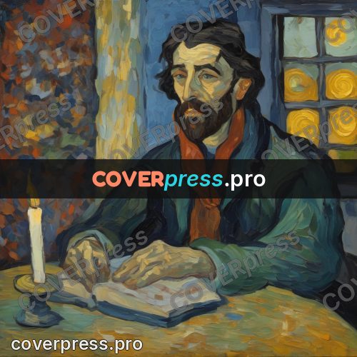 Van Gogh style artwork: bearded man in a scarf