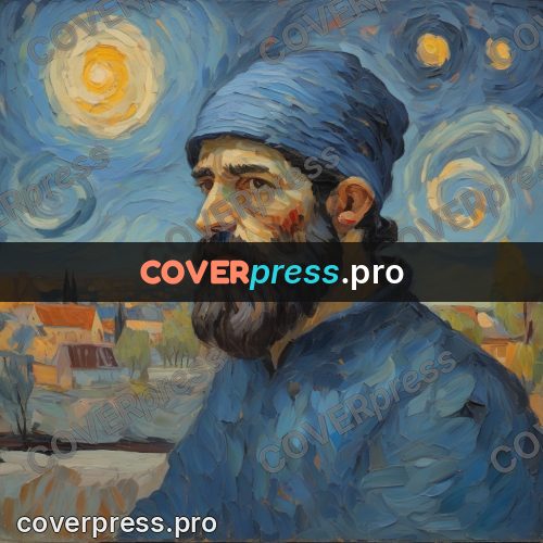 Van Gogh style artwork: painter holding a brush