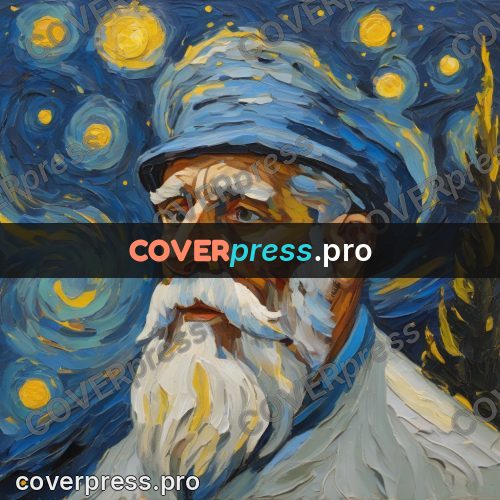 Van Gogh style artwork: old man in a blue cap