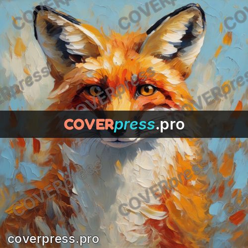 Van Gogh style artwork: fox face on a blue ground