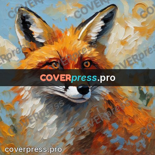 Van Gogh style artwork: fox face on a blue ground