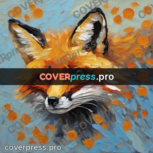 Van Gogh style artwork: fox face on a blue ground