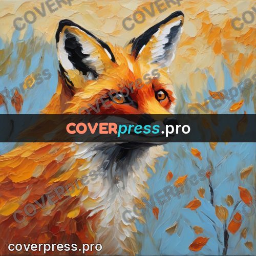 Van Gogh style artwork: fox face on a blue ground