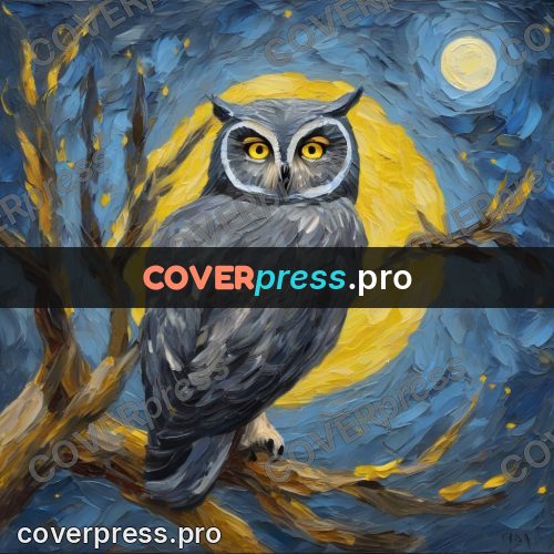 Van Gogh style artwork: owl on a moonlit branch