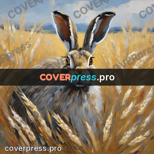 Van Gogh style artwork: hare in a wheat field