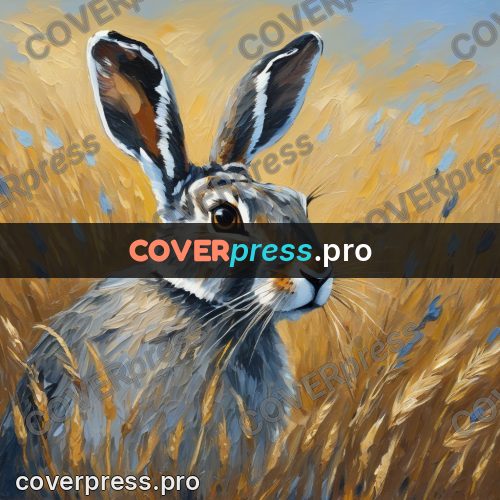 Van Gogh style artwork: hare in a wheat field