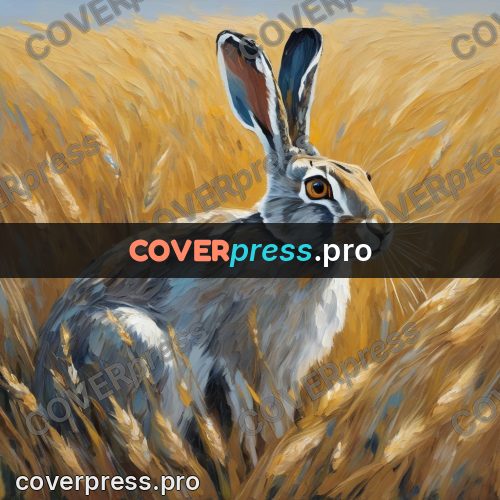 Van Gogh style artwork: hare in a wheat field