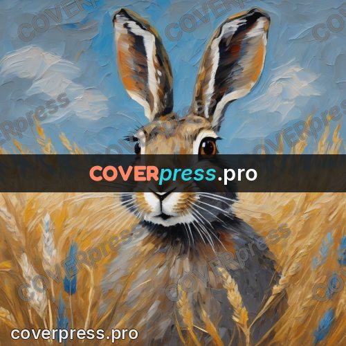 Van Gogh style artwork: hare in a wheat field