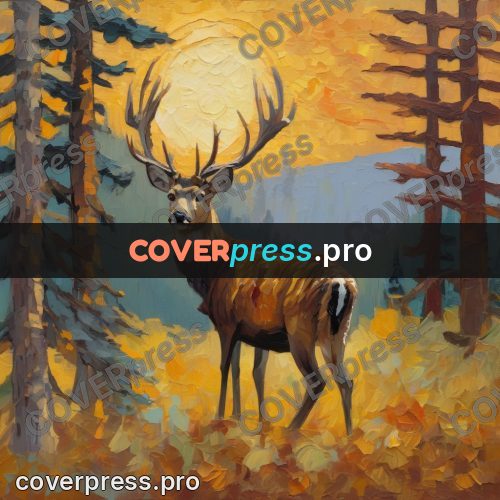 Van Gogh style artwork: deer in an autumn forest