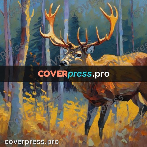 Van Gogh style artwork: deer in an autumn forest