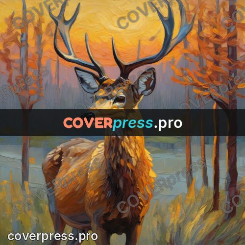 Van Gogh style artwork: deer in an autumn forest