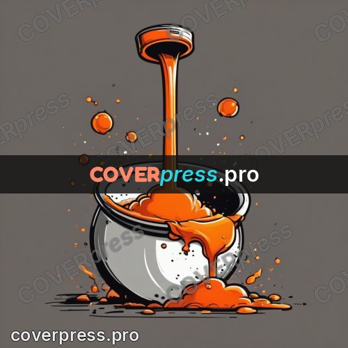 Vector illustration: ladle pouring melt into a pot