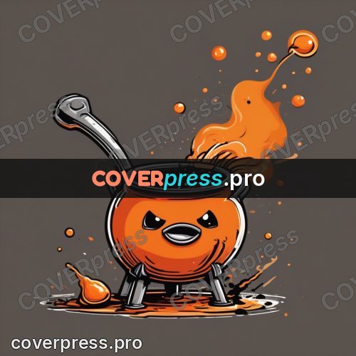 Vector illustration: ladle pouring melt into a pot